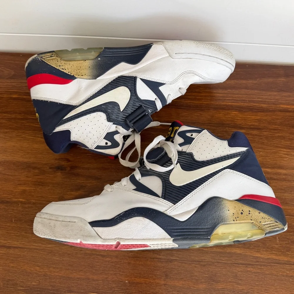 Nike Air Force 180 High Top Sneakers White Navy Red Size 13 Men Retro - Picture 3 of 8